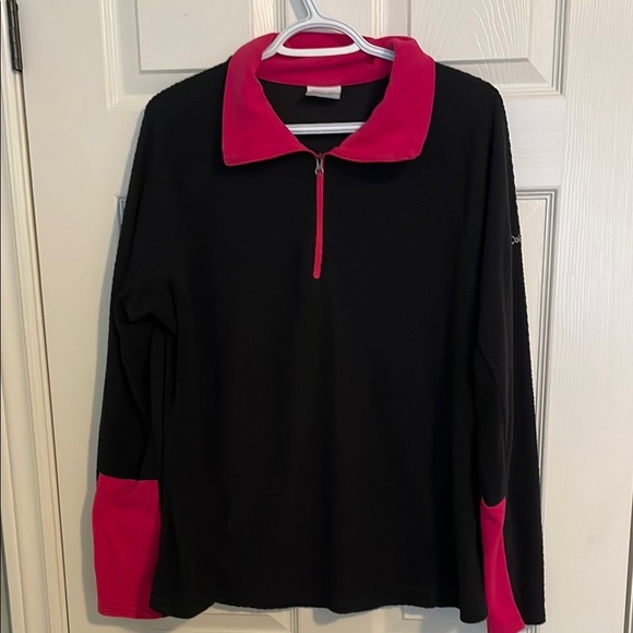 Host Pick! Colombia EUC XL Black and Pink Quarter-Zip Pullover - Picture 1 of 5